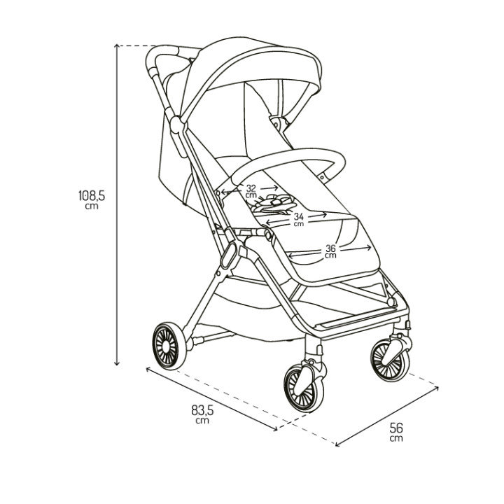 Self-folding MoMi ANDREA stroller TURQUOISE