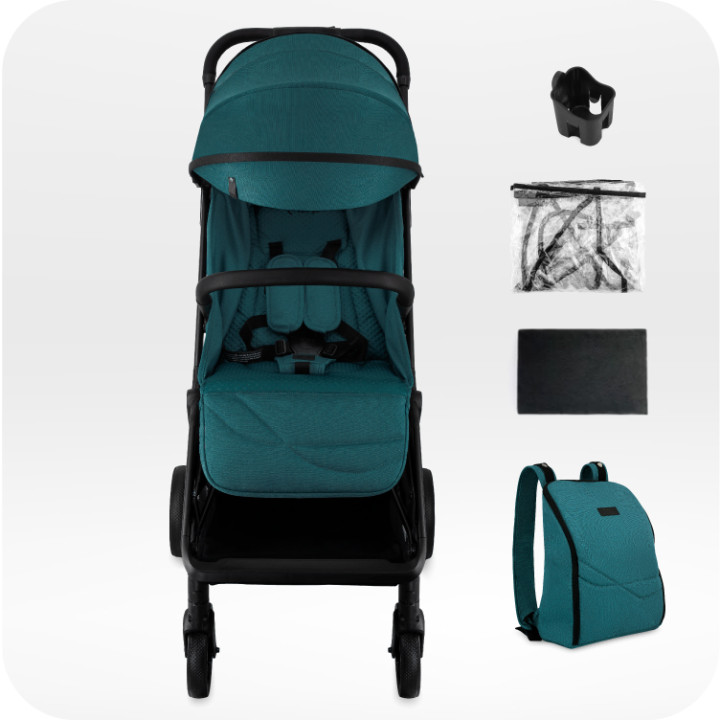 Self-folding MoMi ANDREA stroller TURQUOISE