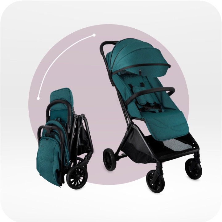 Self-folding MoMi ANDREA stroller TURQUOISE