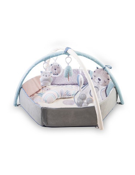 MoMi PASTEL 2w1  mata edukacyjna, basen z piłkami