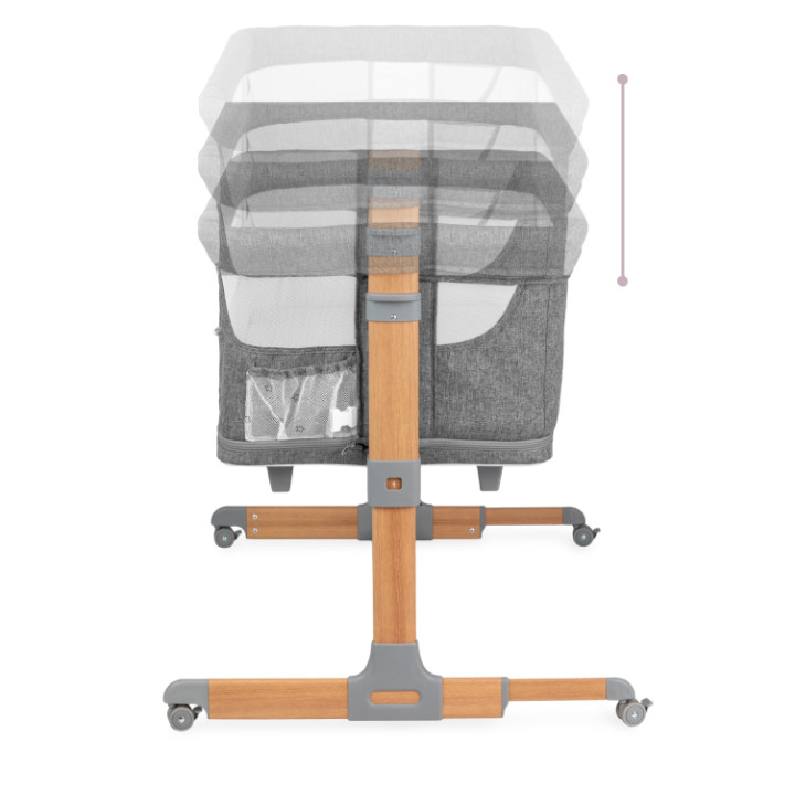 MoMi SMART BED łóżeczko dostawne 4w1 SZARE