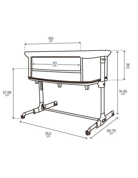 MoMi SMART BED łóżeczko dostawne 4w1 SZARE