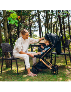MoMi ESTELLE  GOLD wózek spacerowy na złotej ramie CZARNY 2
