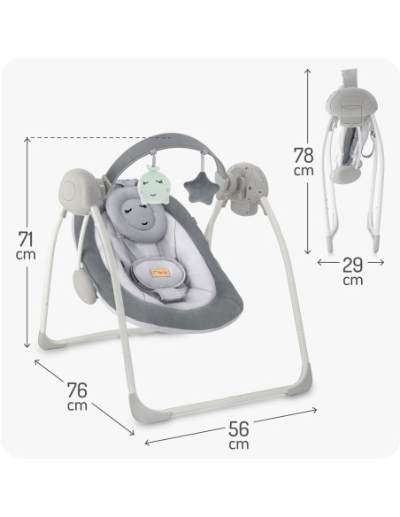 MoMi LISS bujaczek elektryczny z funkcją timera SZARY