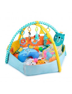 MoMi MULTI 3w1  kolorowa mata edukacyjna, kojec, basen z...