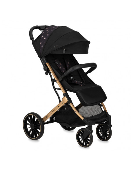 MoMi ESTELLE DAKAR  wózek spacerowy z kompletem akcesoriów w zestawie! CZARNO-ZŁOTY