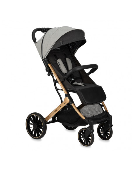MoMi ESTELLE DAKAR wózek spacerowy z kompletem akcesoriów w zestawie! SZARO-ZŁOTY