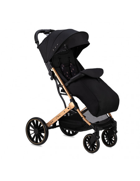 MoMi ESTELLE DAKAR  wózek spacerowy z kompletem akcesoriów w zestawie! CZARNO-ZŁOTY