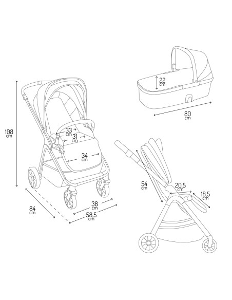 MoMi GISELLE wózek 2w1
