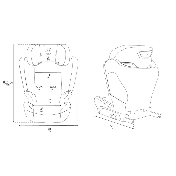 Autositz MoMi MEI von 100 bis 150 cm GRAU