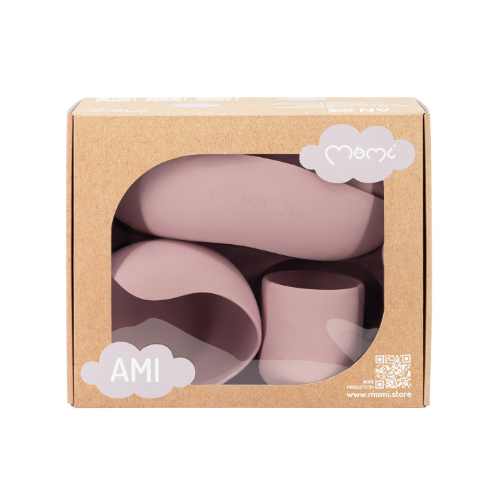 MoMi AMI Silikon-Geschirrset für Kinder ROSA