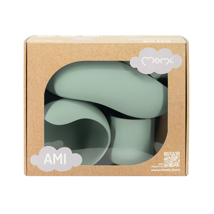 MoMi AMI Silikon-Geschirrset für Kinder GRÜN