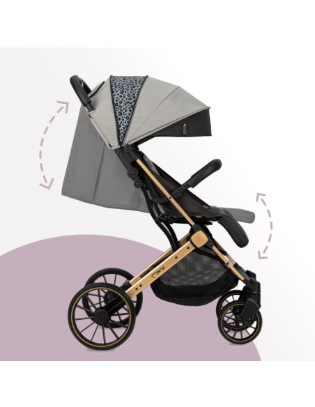 MoMi ESTELLE DAKAR wózek spacerowy z kompletem akcesoriów w zestawie! SZARO-ZŁOTY