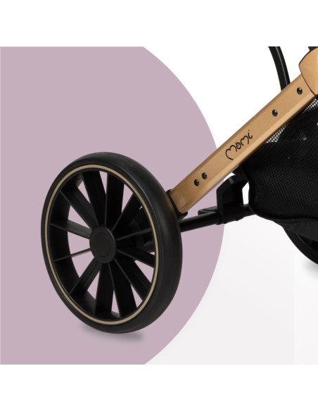 MoMi ESTELLE DAKAR  wózek spacerowy z kompletem akcesoriów w zestawie! CZARNO-ZŁOTY