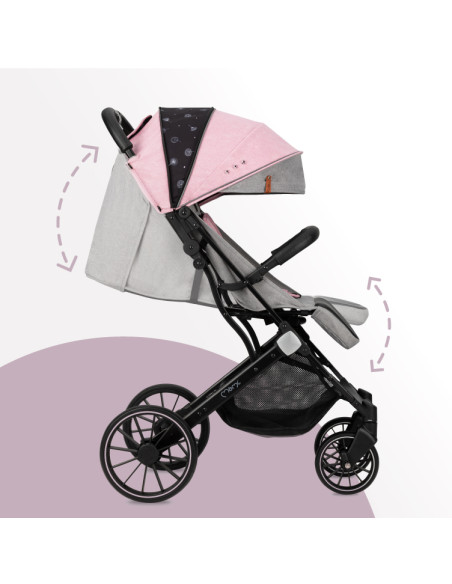 MoMi ESTELLE DAKAR  wózek spacerowy z kompletem akcesoriów w zestawie! RÓŻOWY
