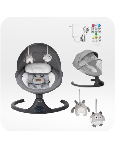 MoMi KENANI bujaczek elektryczny z modułem Bluetooth CIEMNO-SZARY