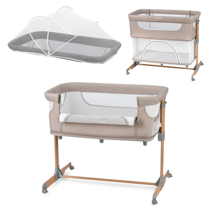 MoMi SMART BED łóżeczko dostawne 4w1 BEŻOWE