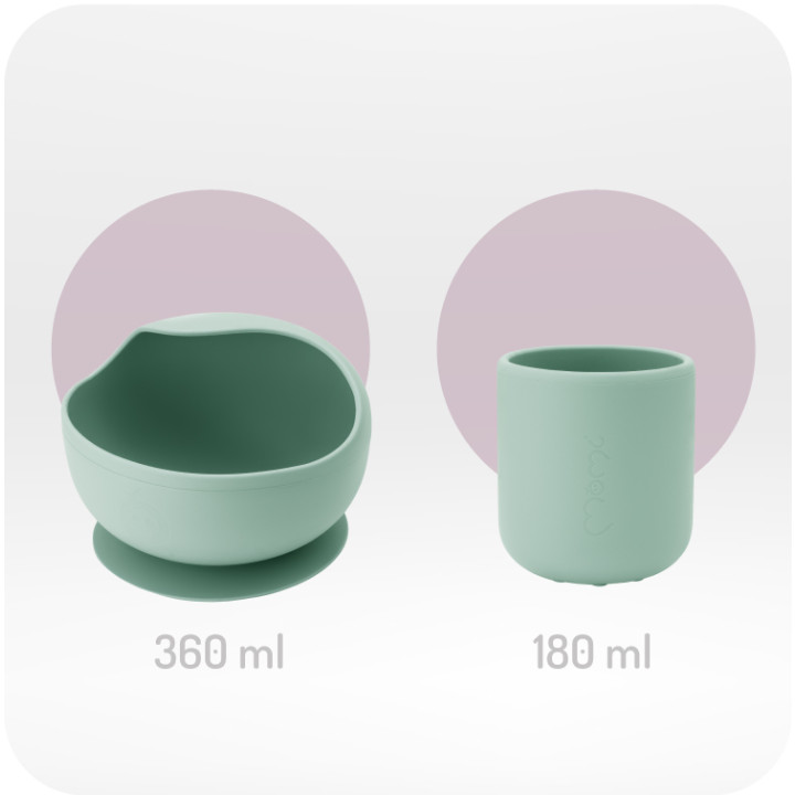 MoMi AMI silicone dish set for children GREEN