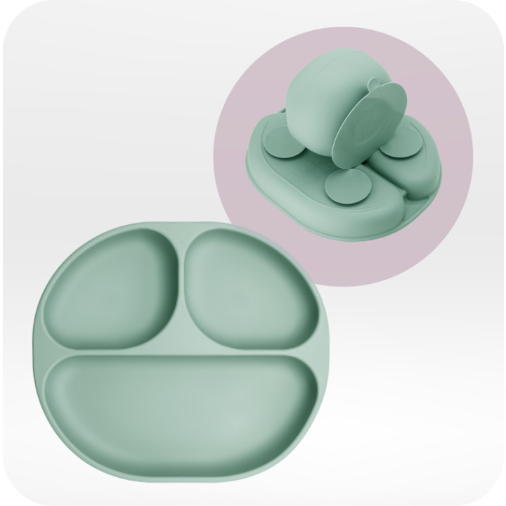 MoMi AMI silicone dish set for children GREEN