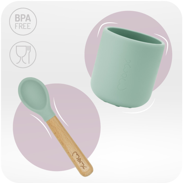MoMi AMI silicone dish set for children GREEN