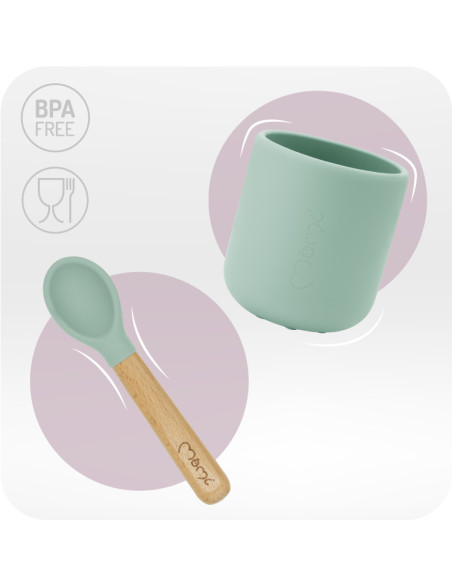 MoMi AMI silicone dish set for children GREEN