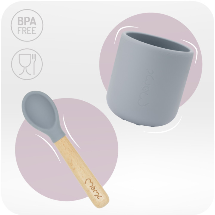 MoMi AMI silicone dish set for children GRAY