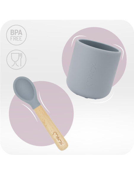 MoMi AMI silicone dish set for children GRAY